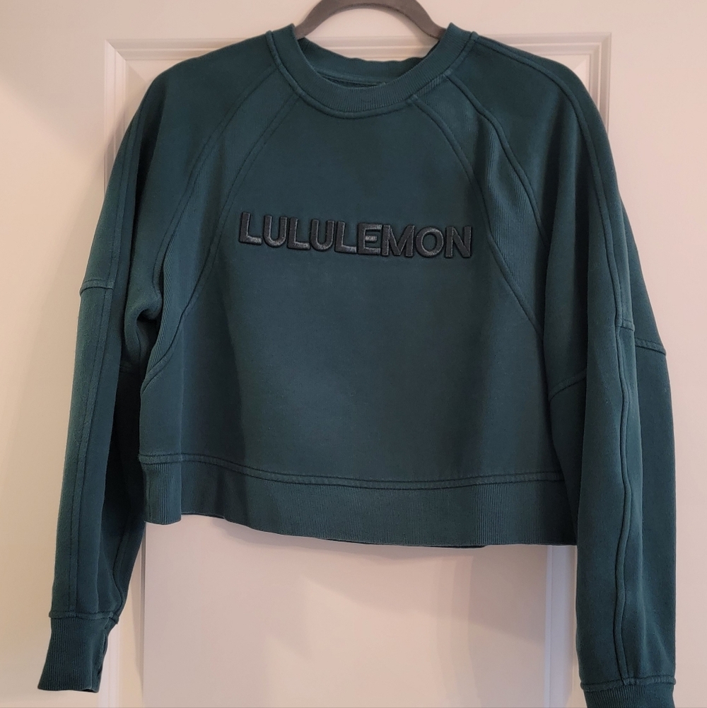 lululemon athletica Forest Green Cropped Crew Sweatshirt